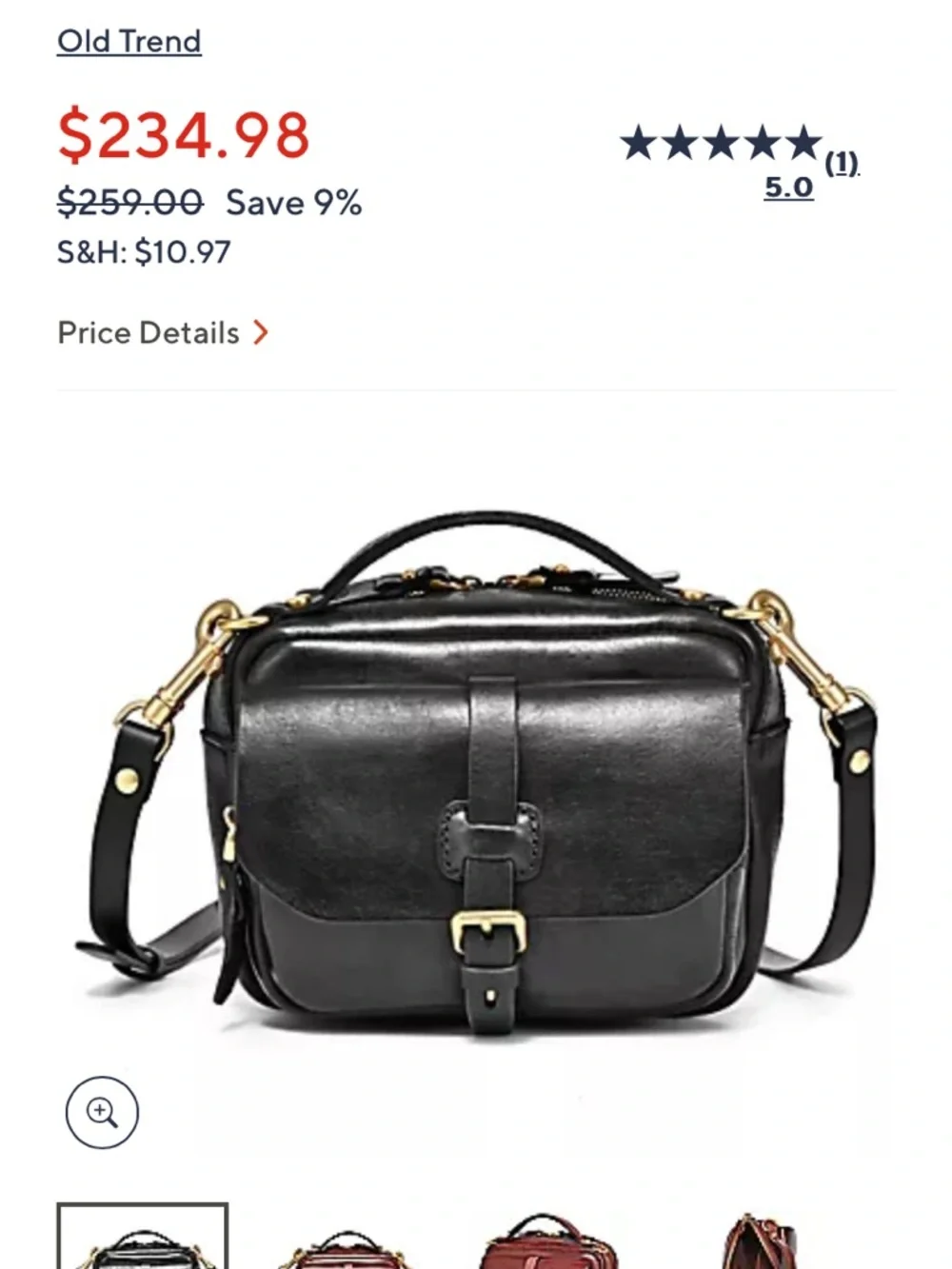 Black Leather Baby Bag with Gold Hardware
